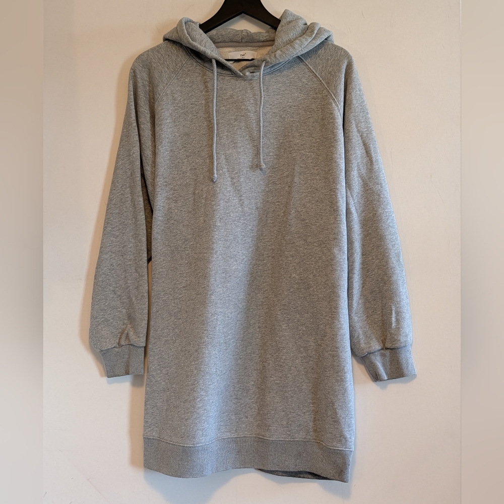 TNA Aritzia Gray Oversized Sweatfleece Longline Hoodie Tunic Size 3 Large Soft
